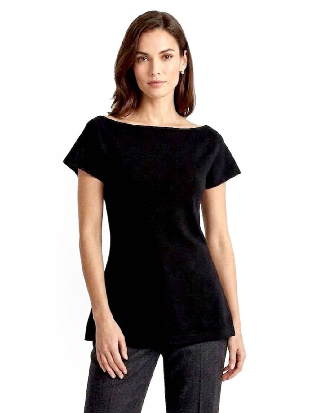 Tomas Maier Sculptural Dolman Sleeve Knit Top, Black, Womens Size 8
